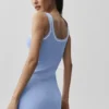 Vestido de punto estilo jersé Tennis Club - Azul Provenza claro/Blanco