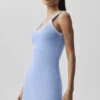 Vestido de punto estilo jersé Tennis Club - Azul Provenza claro/Blanco