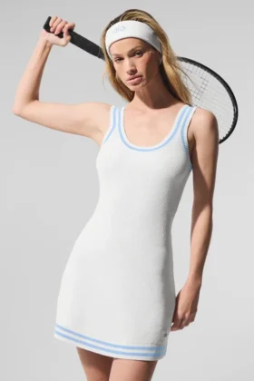 Vestido de punto estilo jersé Tennis Club - Blanco/Azul concha