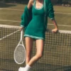Vestido de punto estilo jersé «Tennis Club» — Emerald Isle/Marfil