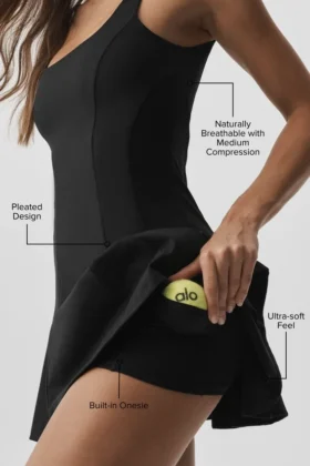 Vestido de tenis Alo Softsculpt Topspin – Negro