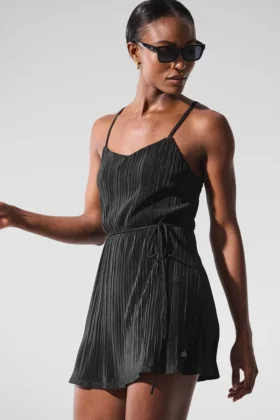 Vestido de tenis «Micro Plisse Game On» - Negro