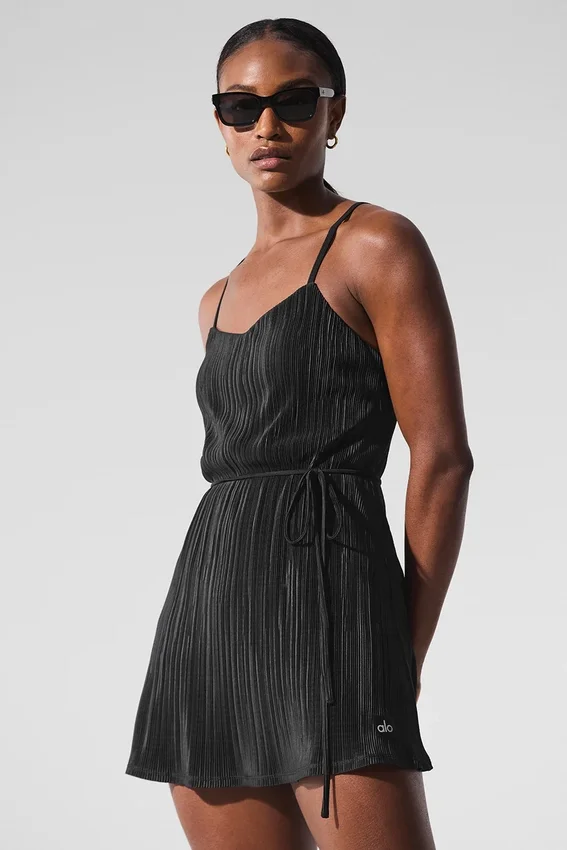 Vestido de tenis «Micro Plisse Game On» - Negro