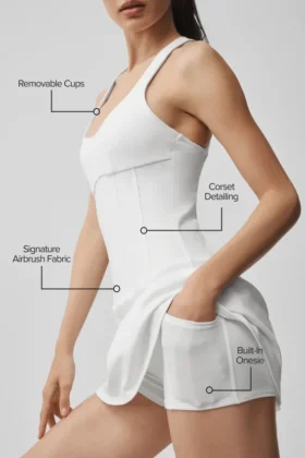 Vestido de tenis tipo corsé Airbrush Sparks Fly – Blanco