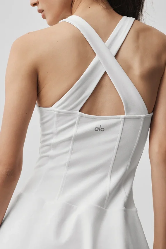Vestido de tenis tipo corsé Airbrush Sparks Fly – Blanco