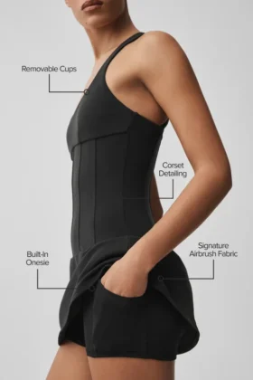 Vestido de tenis tipo corsé «Airbrush Sparks Fly» – Negro
