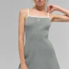 Vestido Highline de punto acanalado estilo jersé - Gris lunar/Blanco