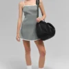 Vestido Highline de punto acanalado estilo jersé - Gris lunar/Blanco