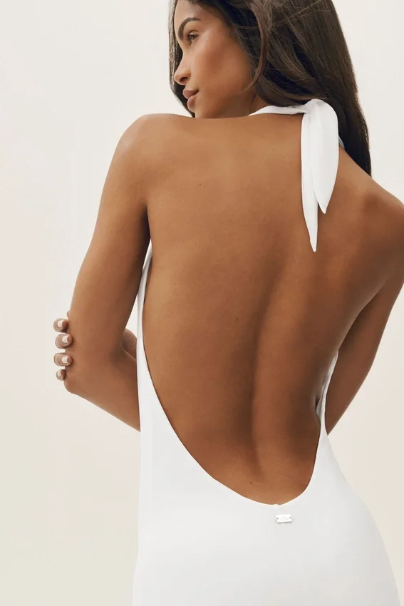 Vestido largo con cuello halter Summer Soiree - Blanco