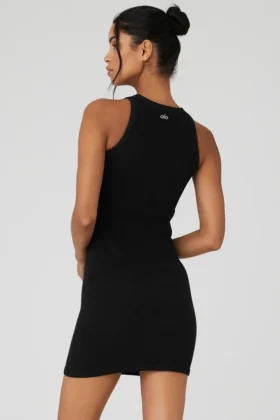 Vestido sin costuras acanalado «Warm Nights» – Negro